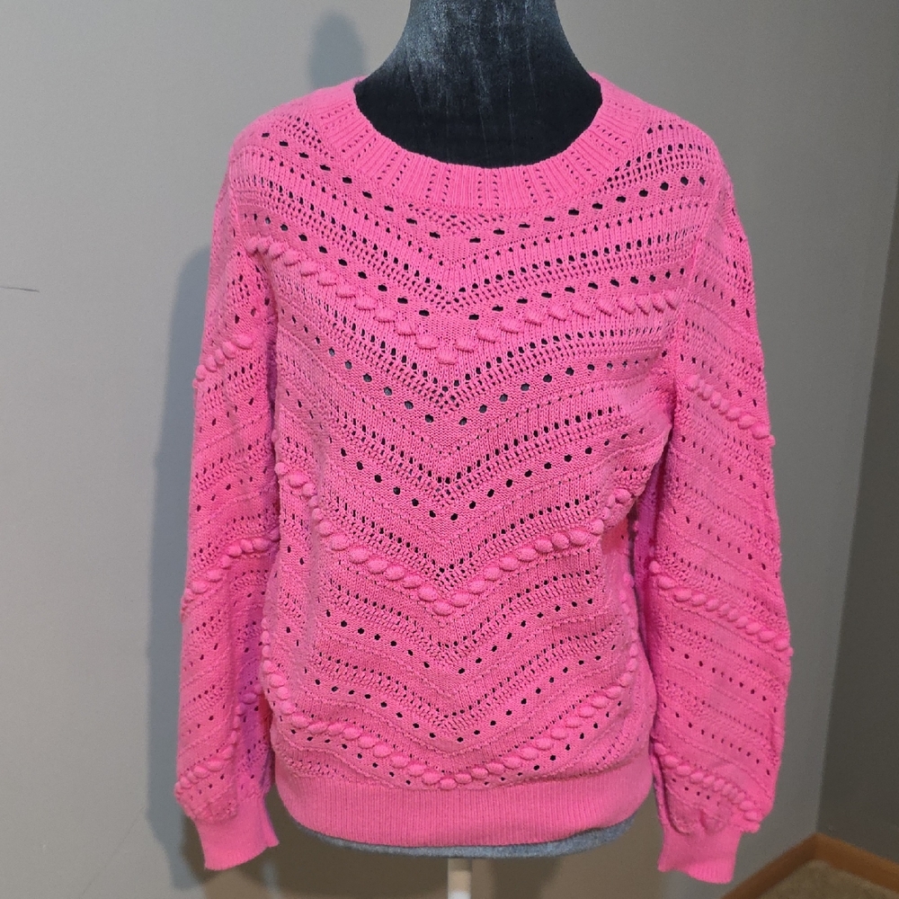 LOFT Petites Bright Pink Popcorn Bobble Knit Sweater |‎ Size SP |